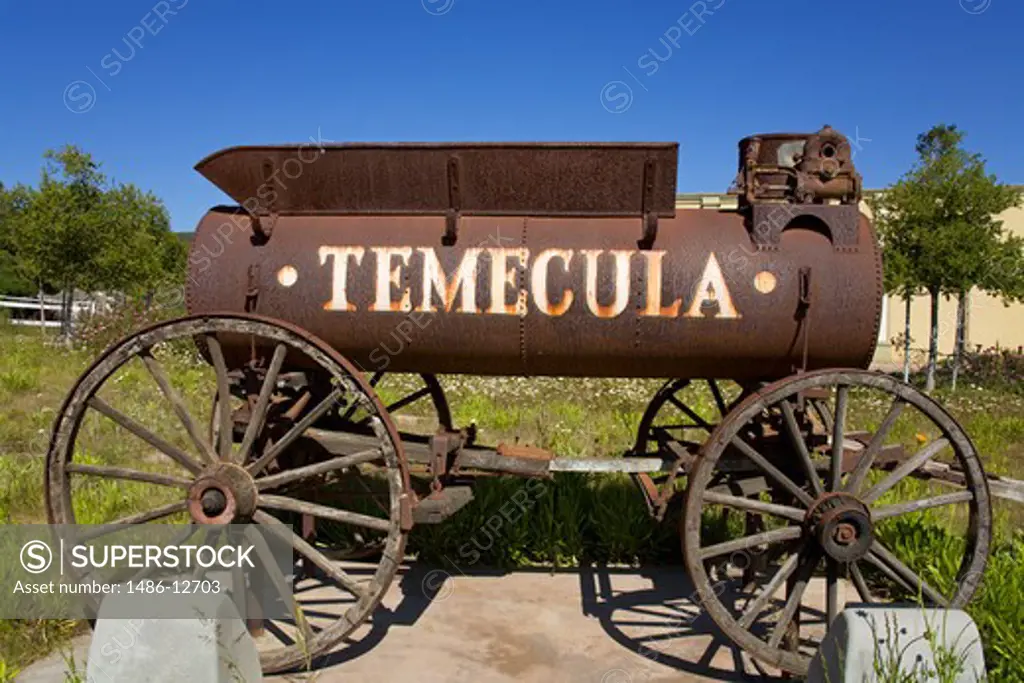 Old wagon in a field, Temecula, Riverside County, California, USA