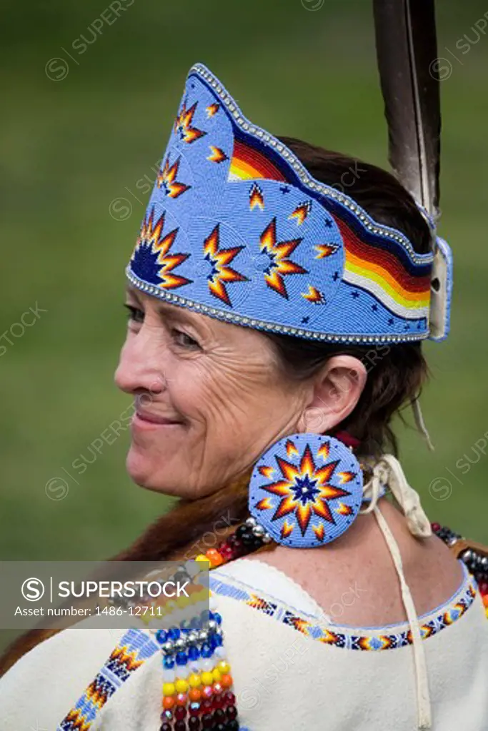 Senior woman smiling in an annual festival, Balboa Park, San Diego, California, USA