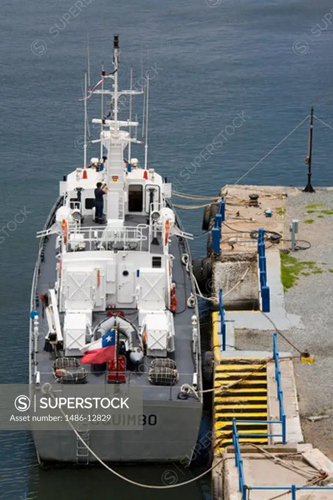 Military ship moored at a port, Coquimbo Port, Coquimbo, Norte Chico, Chile