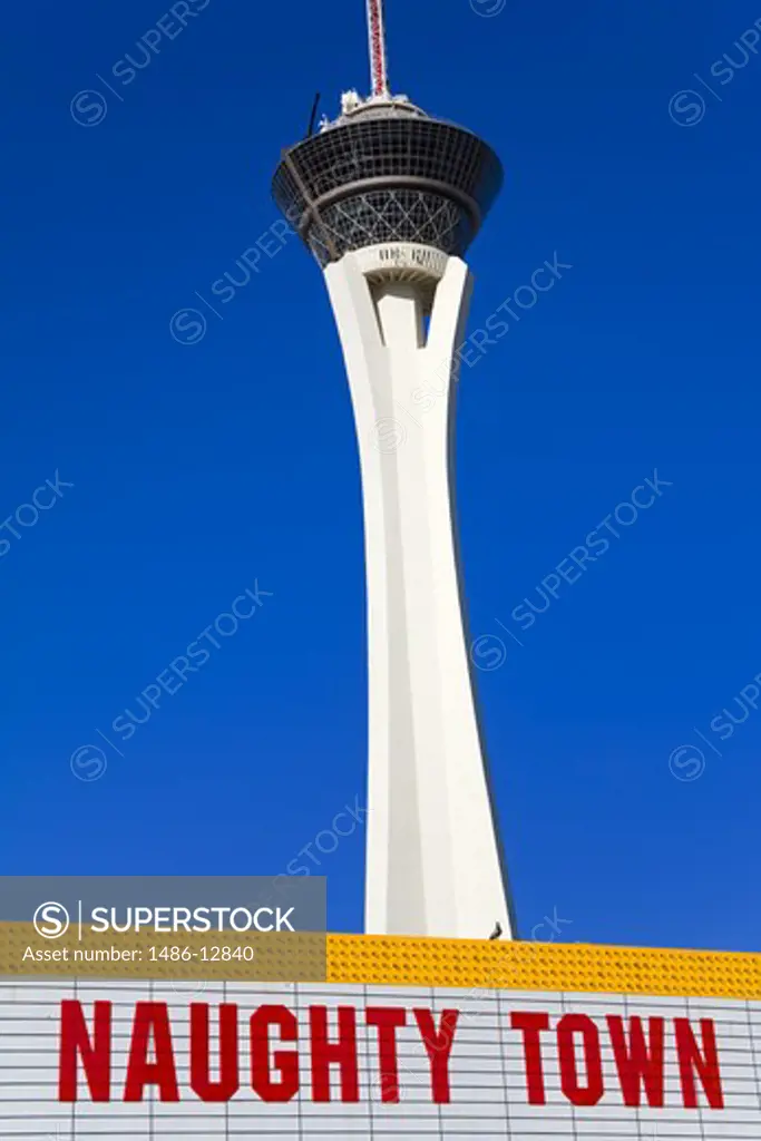 Low angle view of a hotel, Stratosphere Tower, The Strip, Las Vegas, Nevada, USA