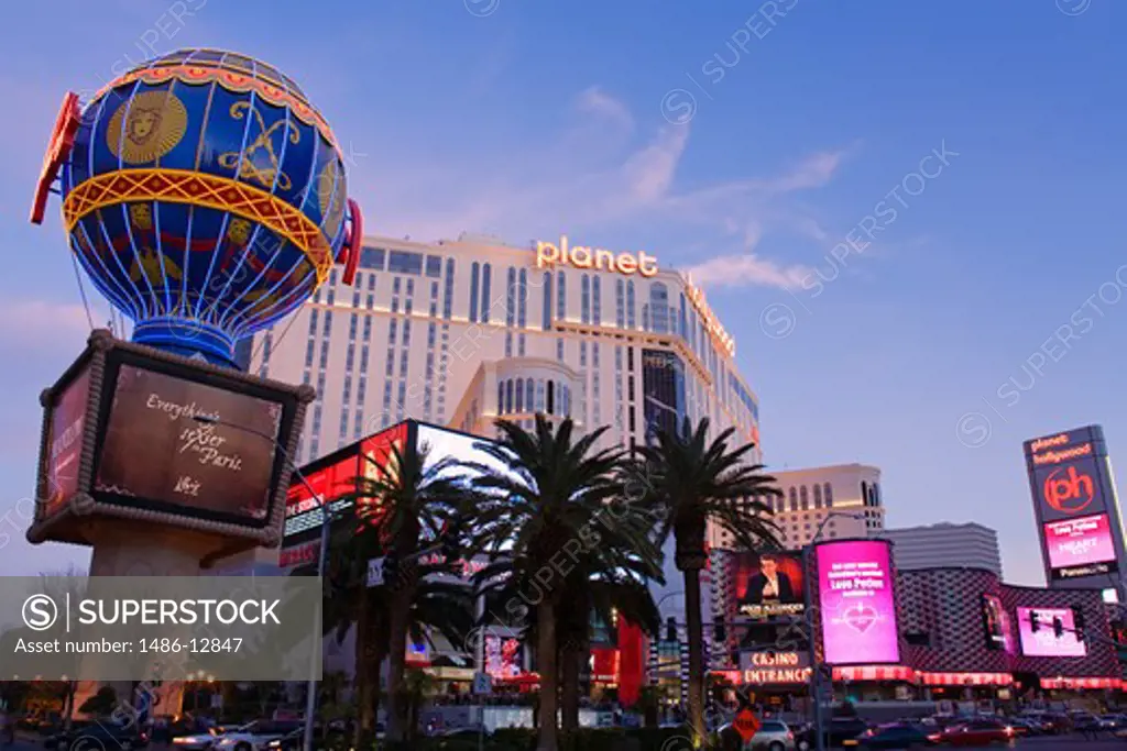 Shopping mall with a hotel in the background, Miracle Mile Shops, Planet Hollywood Resort And Casino, The Strip, Las Vegas, Nevada, USA