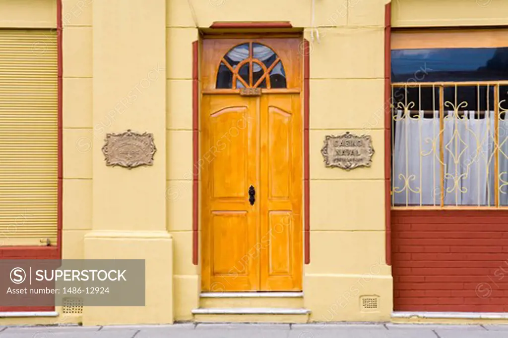 Closed door of a museum, Naval And Maritime Museum, Punta Arenas, Magallanes Province, Patagonia, Chile