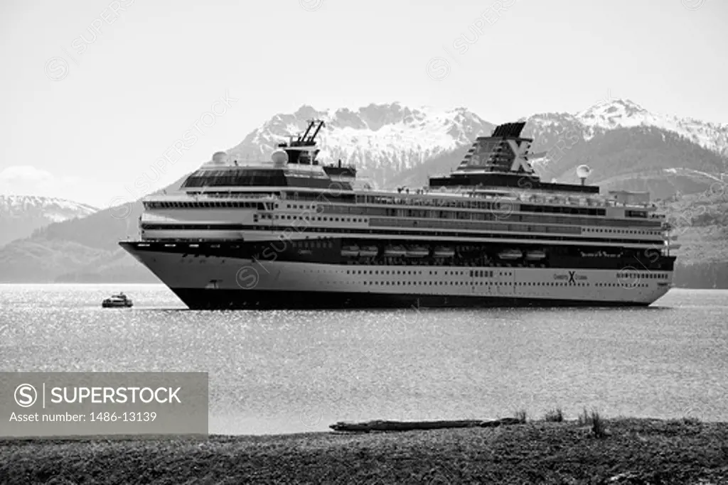 Cruise ship in a bay, Glacier Bay, Icy Strait Point, Hoonah City, Chichagof Island, Alaska, USA