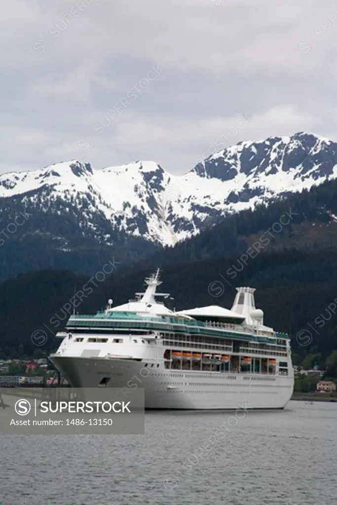 Cruise ship in a channel, Gastineau Channel, Douglas Island, Juneau, Alaska, USA