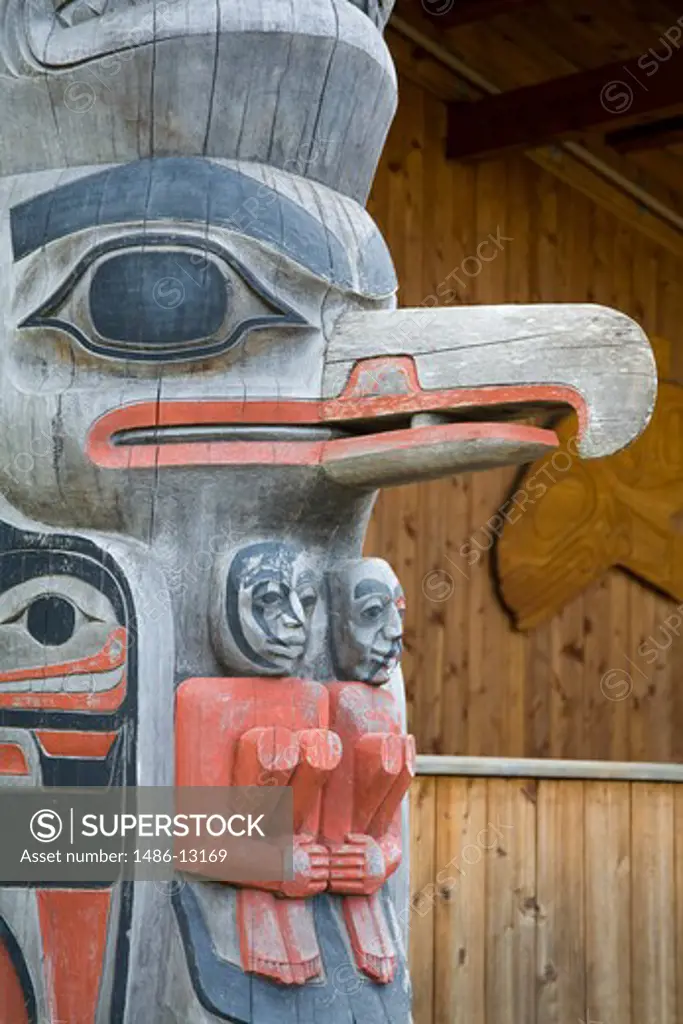 Close-up of a totem pole, Icy Strait Point, Hoonah City, Chichagof Island, Alaska, USA