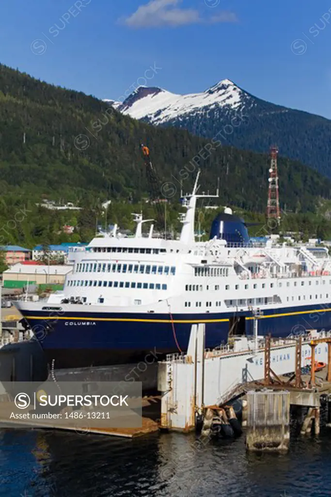 MV Columbia ferry at a dry dock, Ketchikan, Alaska, USA