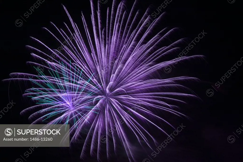 Fireworks display at night on independence day, Temecula, California, USA