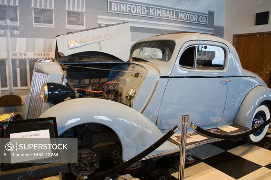 Antique car in a museum, 1937 Packard, Browning Kimball Car Museum, Union Station, Ogden, Utah, USA