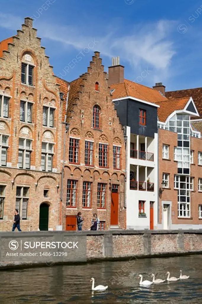 Buildings at the waterfront, Spiegelrei, Bruges, Belgium