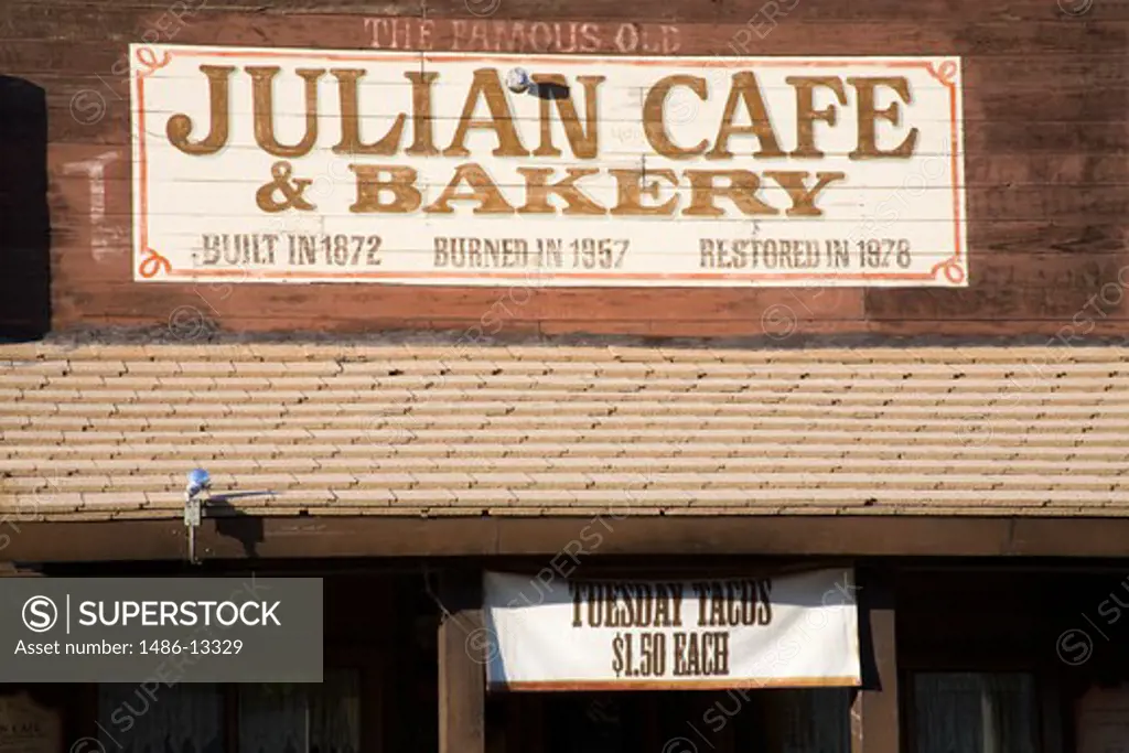 Signboard of a cafe, Julian Cafe & Bakery, Julian, San Diego County, California, USA