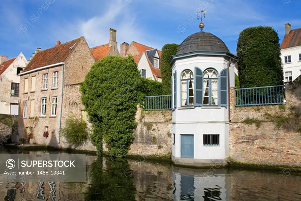 Houses along a canal, Bruges, Belgium