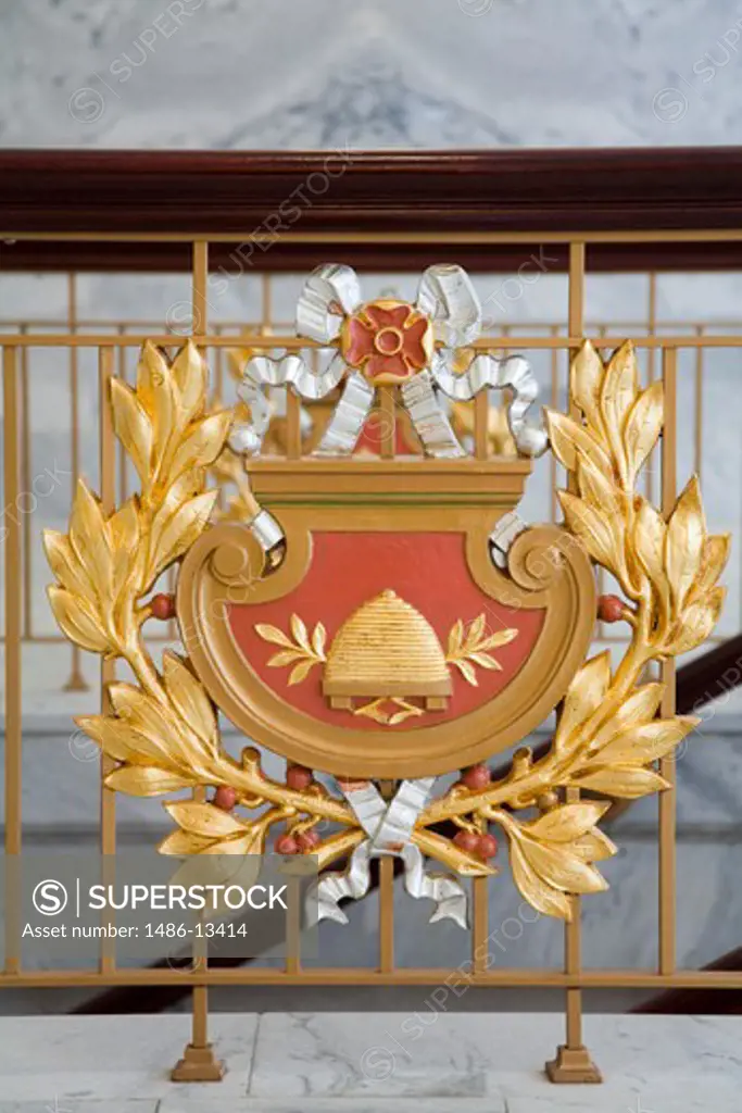 USA, Utah, Salt Lake City, State Crest in State Capitol Building
