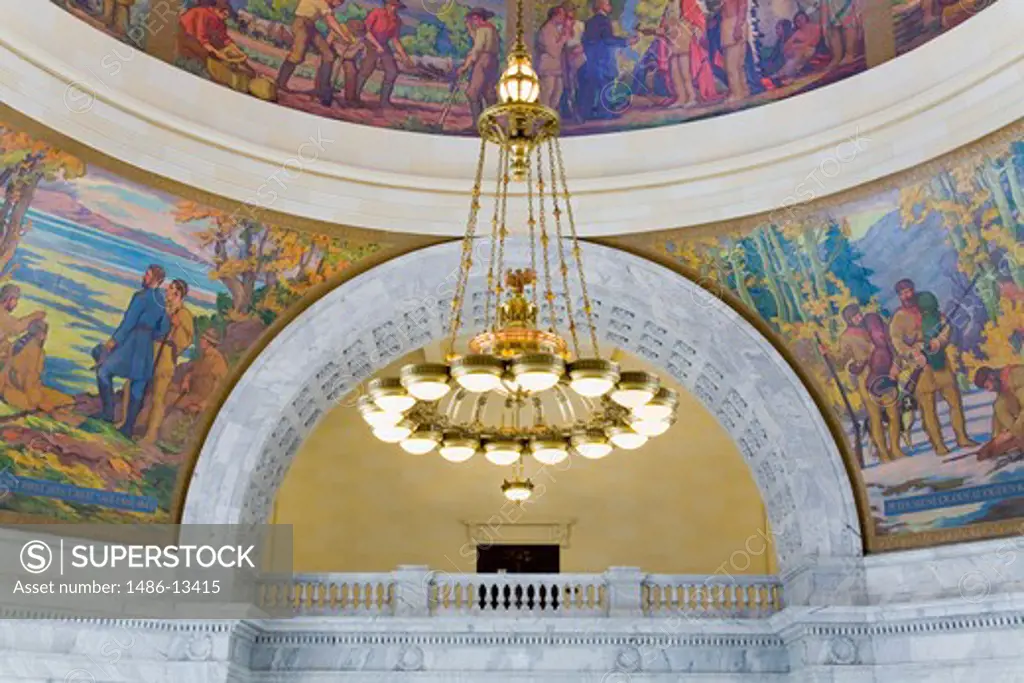 USA, Utah, Salt Lake City, State Capitol Building, Mural in rotunda