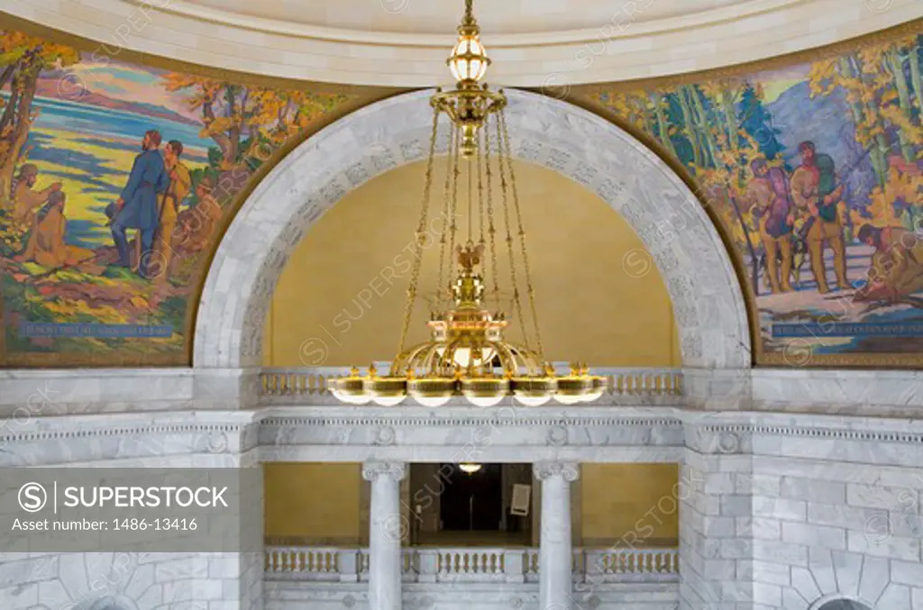 USA, Utah, Salt Lake City, State Capitol Building, Mural in rotunda