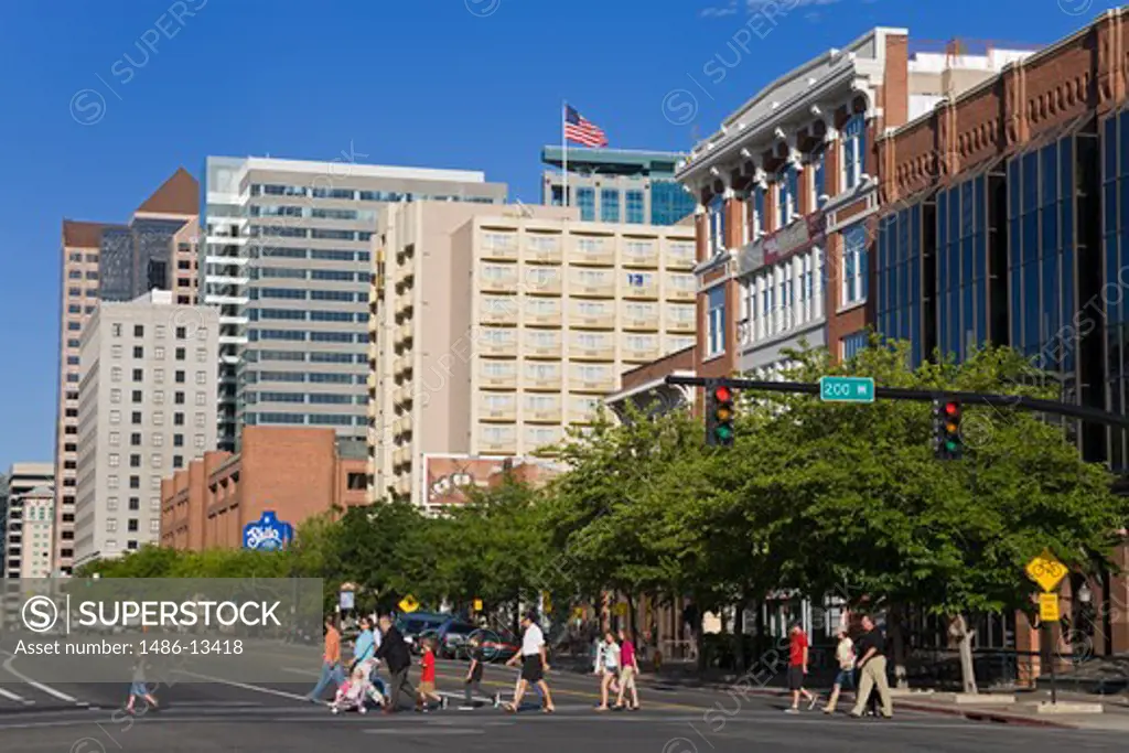 USA, Utah, Salt Lake City, Highrise buildings on 200 South Street