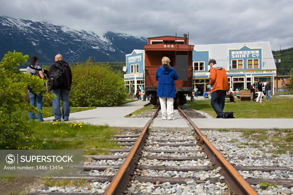 Passenger carriage on the railroad track, White Pass & Yukon Route Railroad, Skagway, Alaska, USA