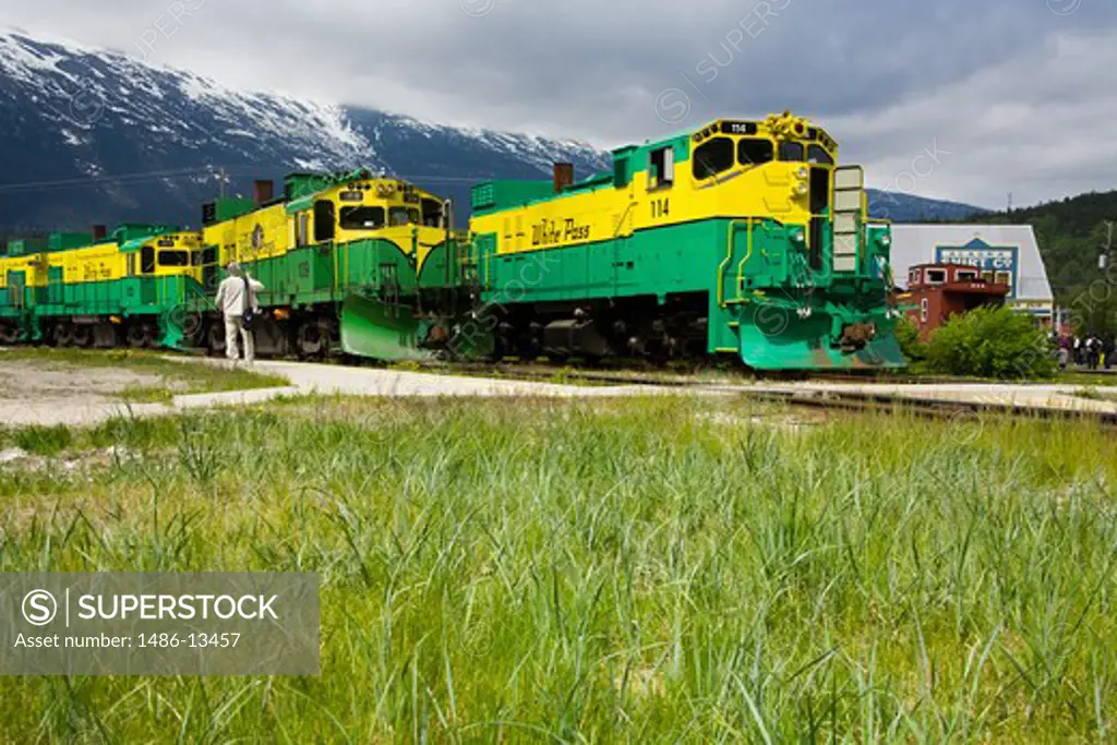 Locomotive on the railroad track, White Pass & Yukon Route Railroad, Skagway, Alaska, USA