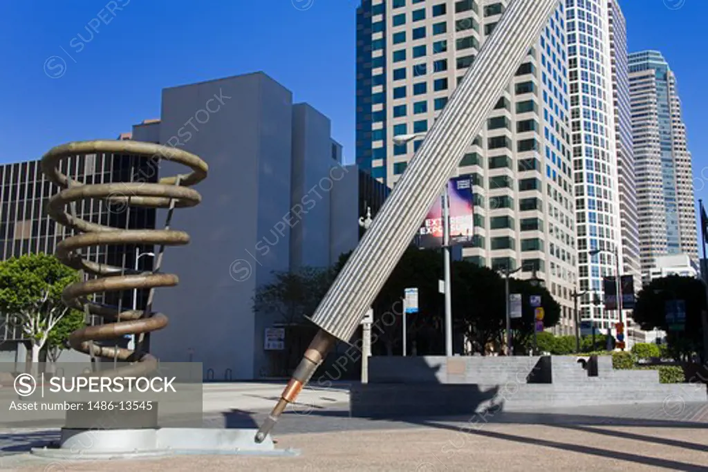 Sculpture in a city, Homage To Cabrillo Venetian Quadrant, Figueroa Street, Los Angeles County, California, USA