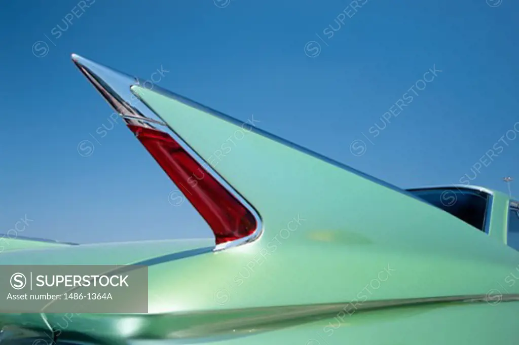 Close-up of the tail fin of a vintage car