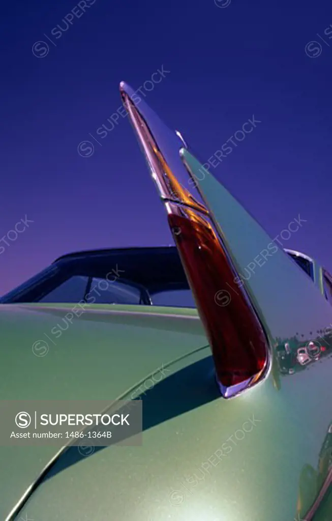 Close-up of the tail fin of a vintage car