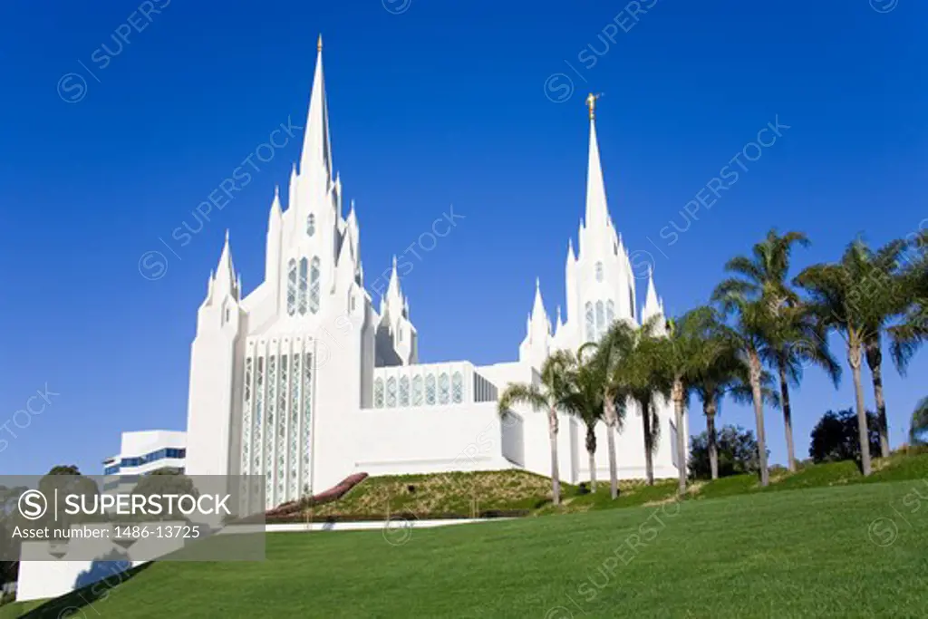 Low angle view of a church, Mormon Temple, La Jolla, San Diego, California, USA