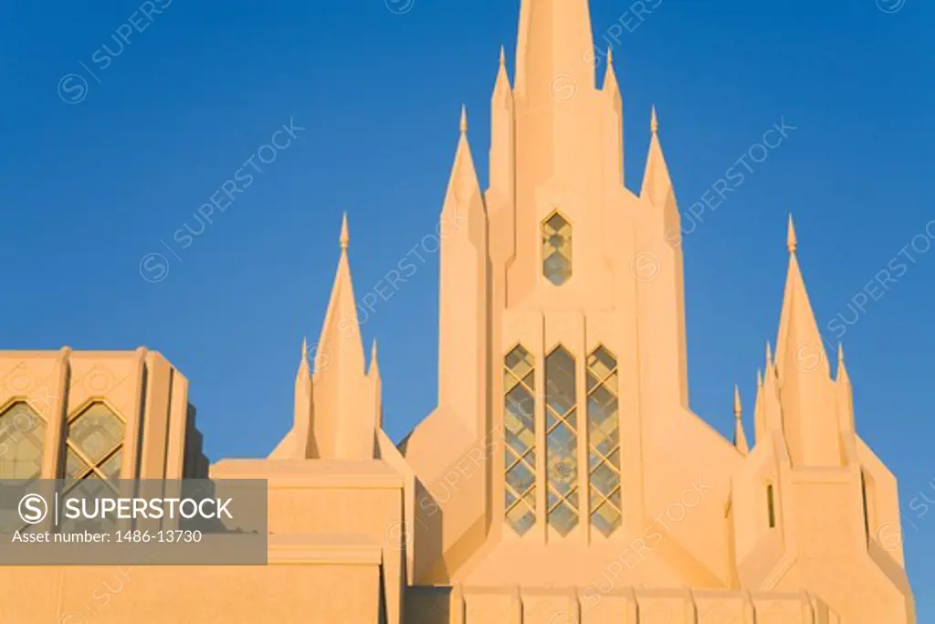 Low angle view of a church, Mormon Temple, La Jolla, San Diego, California, USA