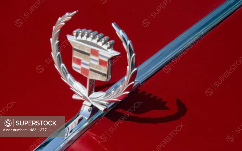 Close-up of the hood ornament of a vintage car
