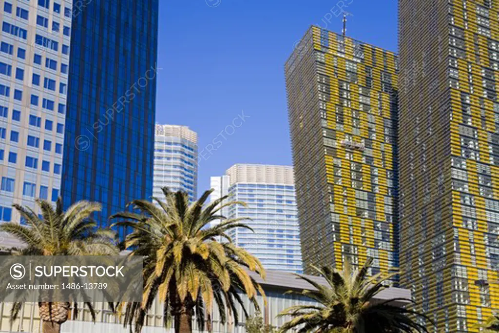 Low angle view of skyscrapers in a city, Veer Towers, CityCenter, Las Vegas, The Strip, Clark County, Nevada, USA