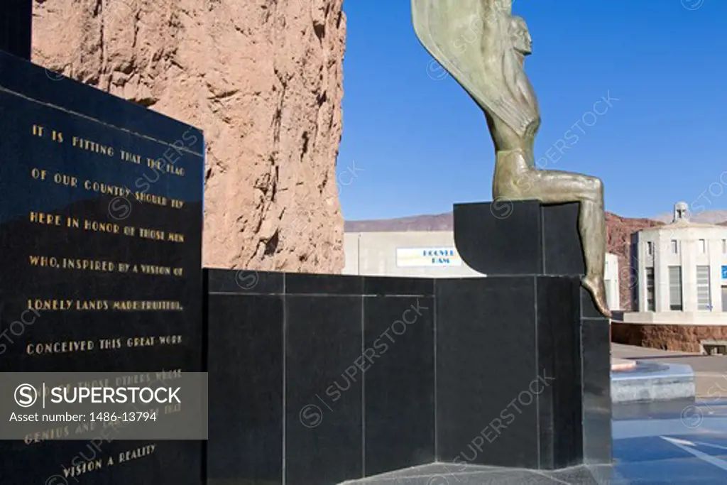 Winged sculpture at a dam, Hoover Dam, Arizona-Nevada Border, USA