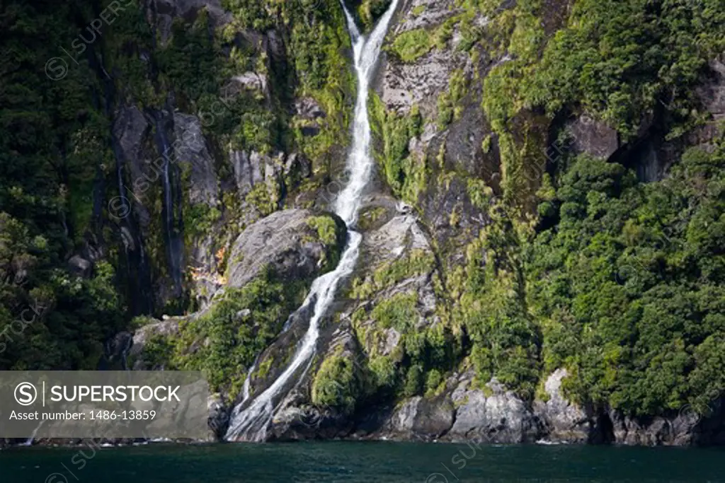 Sterling Falls in Milford Sound, Fiordland National Park, South Island, New Zealand