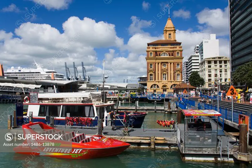 Boats at a harbor, Auckland Ferry Terminal, Quay Street, Auckland, North Island, New Zealand