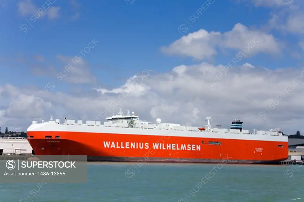 Car carrier at a port, Auckland, North Island, New Zealand