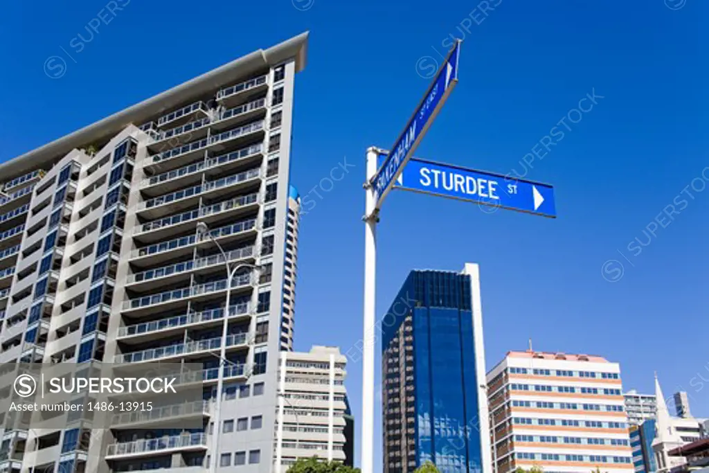 Low angle view of buildings, Sturdee Street, Central Business District, Auckland, North Island, New Zealand