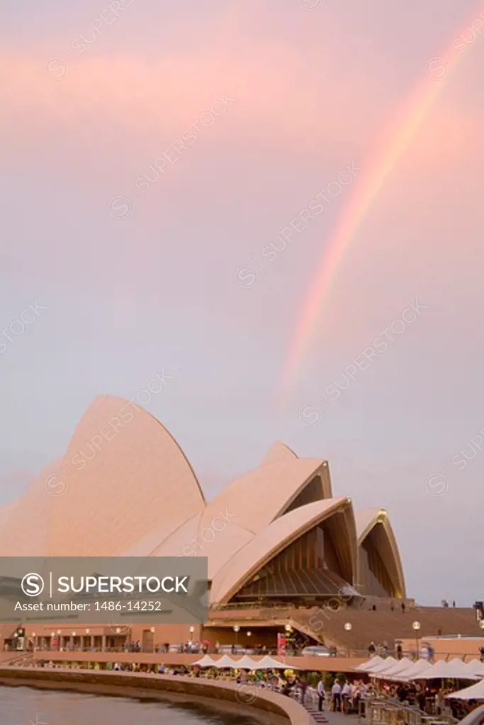 Australia, New South Wales, Sydney, Sydney Opera House, rainbow over opera house