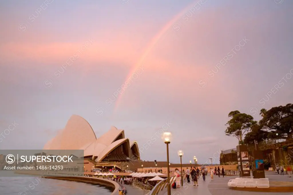 Australia, New South Wales, Sydney, Sydney Opera House, rainbow over opera house