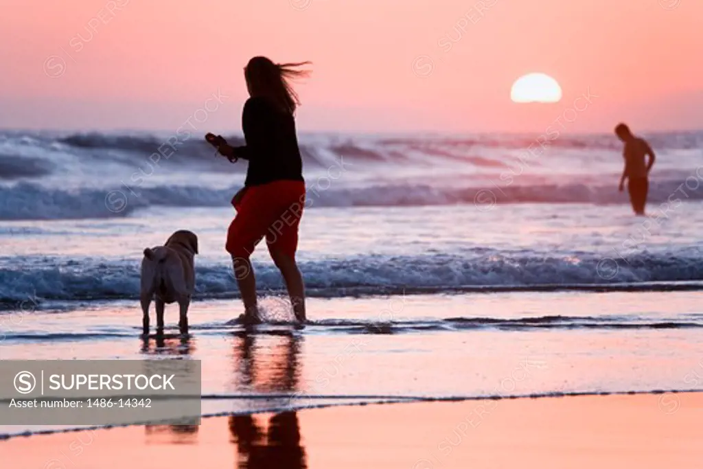 USA, California, Orange County, Newport Beach at sunset
