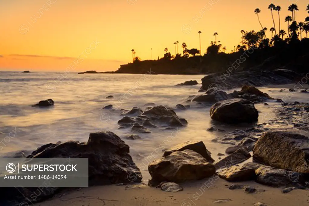 USA, California, Orange County, Laguna Beach, Heisler Park at sunset