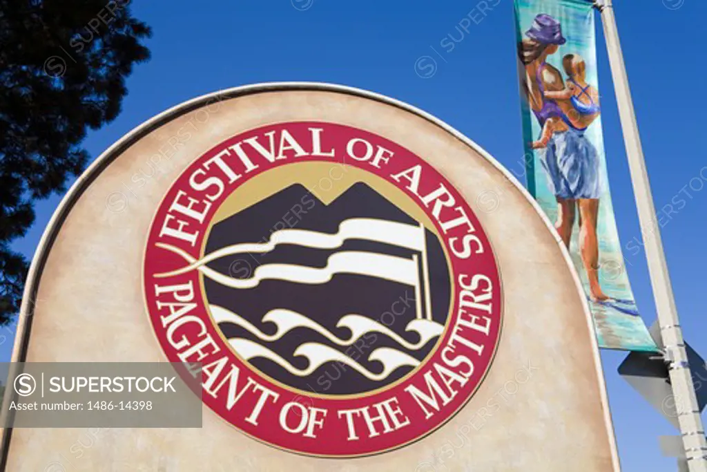 USA, California, Orange County, Laguna Beach, Festival of Arts, Festival's sign