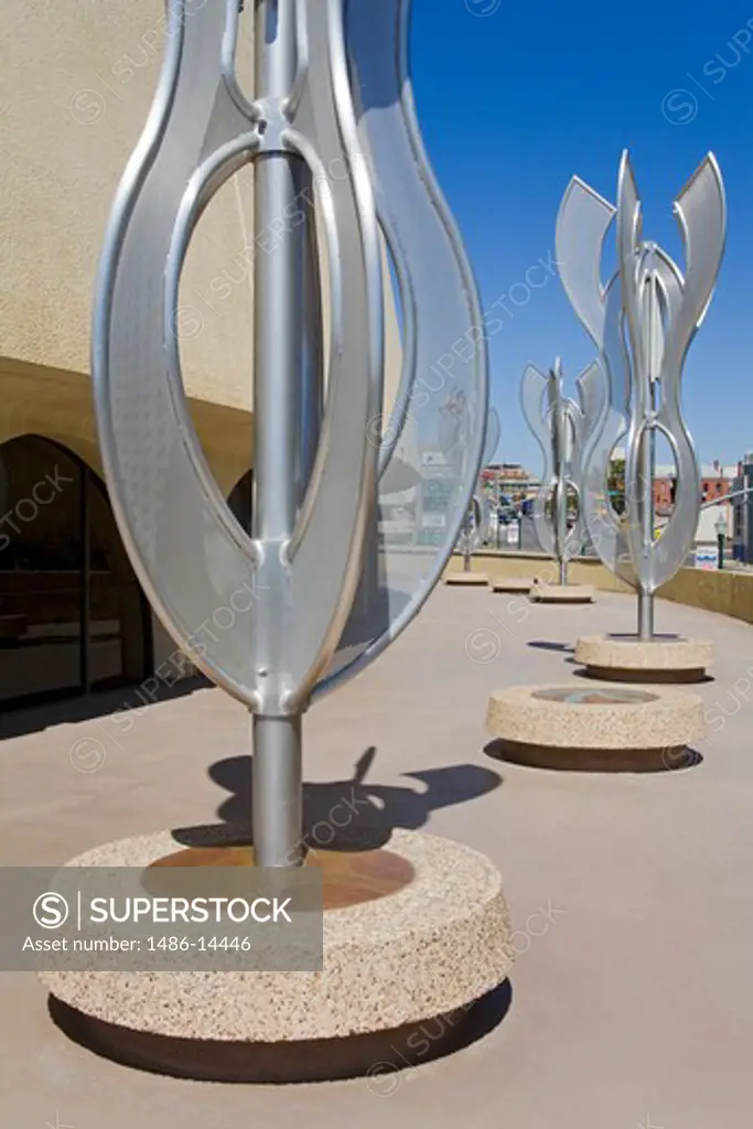 USA, Texas, El Paso, Abraham Chavez Theatre, 'Silver Lining' sculpture outside theater