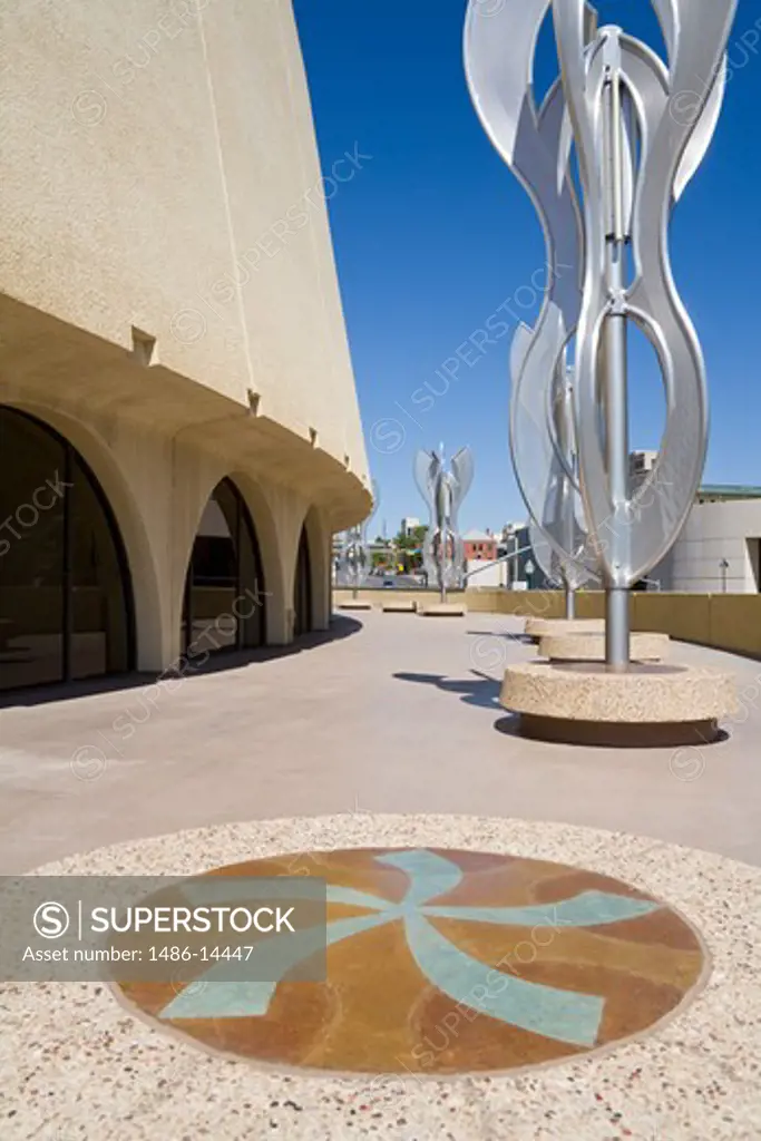 USA, Texas, El Paso, Abraham Chavez Theatre, 'Silver Lining' sculpture outside theater