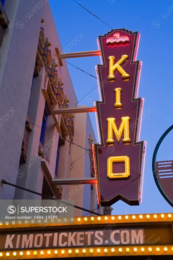 USA, New Mexico, Albuquerque, Central Avenue, KiMo Theatre, Neon