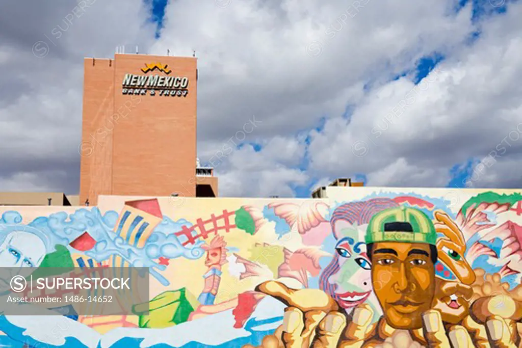 USA,New Mexico, Albuquerque, New Mexico Bank & Trust Building, Mural by Antonio Lente