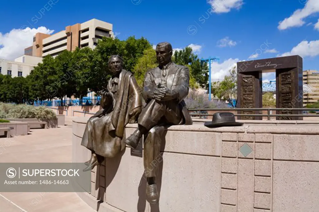 USA,New Mexico, Albuquerque, Civic Plaza, 'El Senador' sculpture