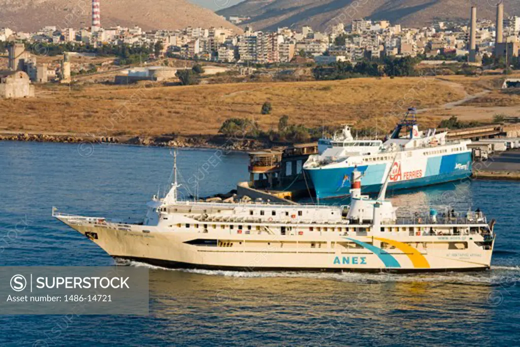 Ferry at a port, Port of Piraeus, Athens, Greece