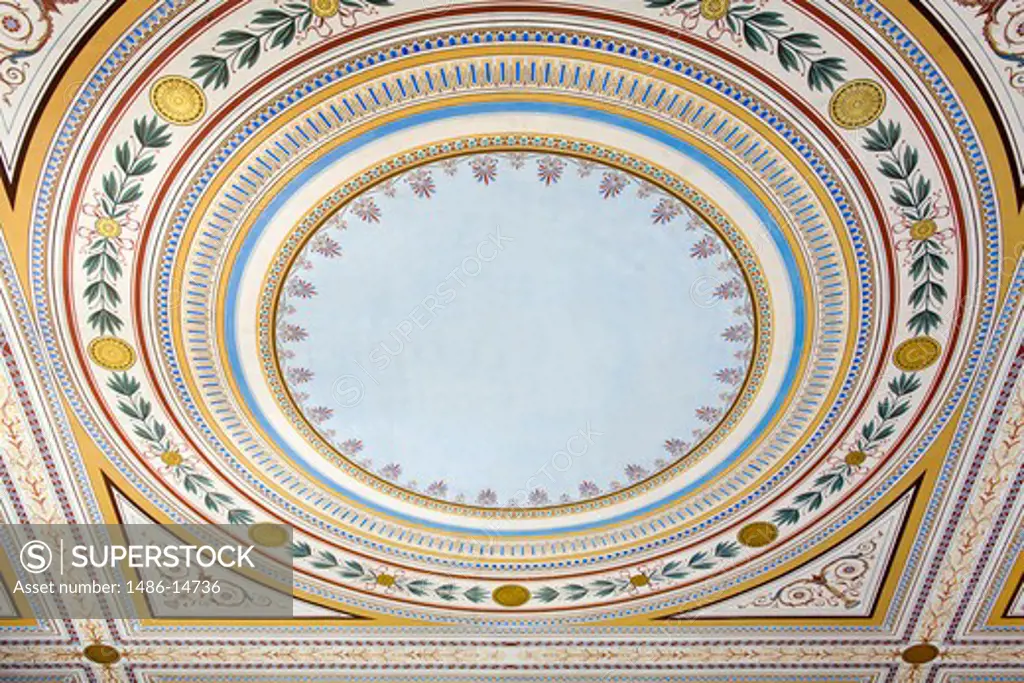 Detail of the ceiling of a palace, Zappeion, National Garden, Athens, Greece