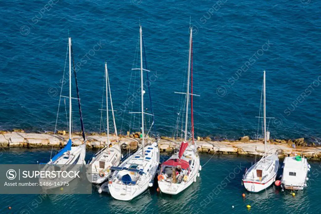 Yachts at a marina, Corfu Town, Ionian Islands, Greece