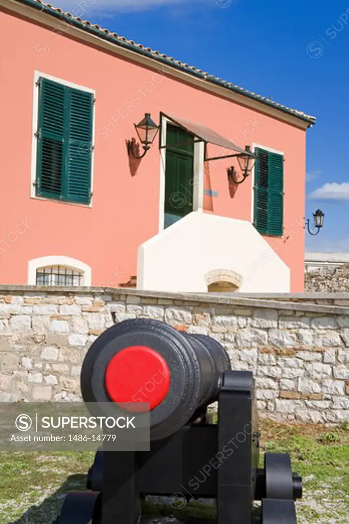 Cannon in a fortress, Old Fortress, Corfu Town, Ionian Islands, Greece