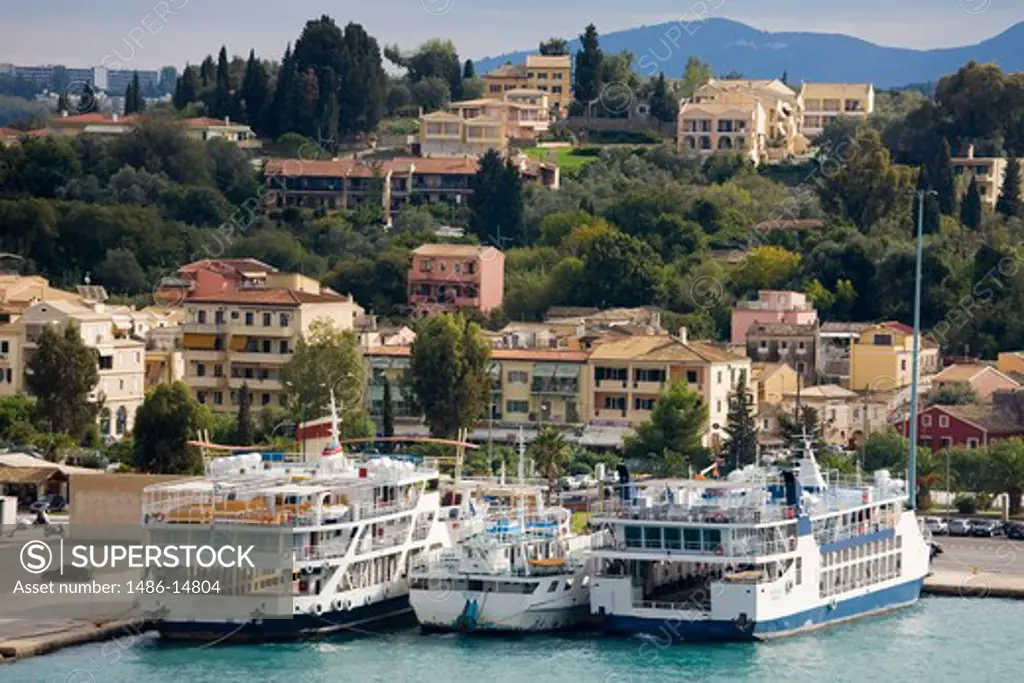 Ferries at a port, Corfu Town, Ionian Islands, Greece