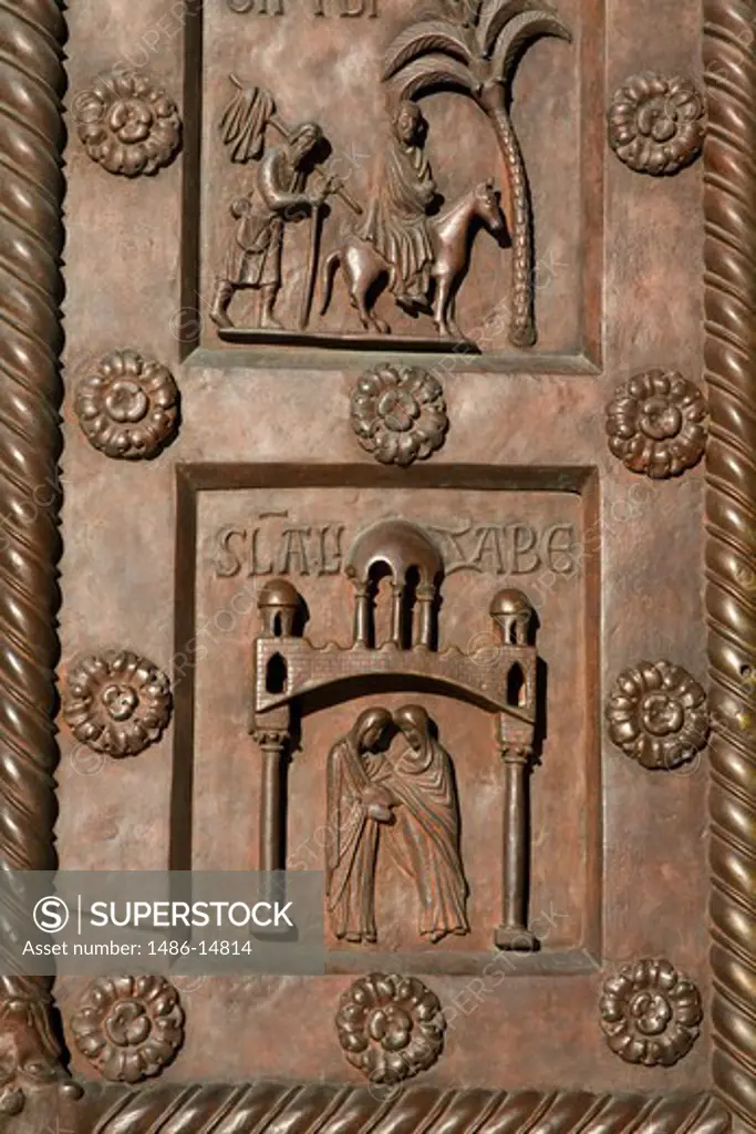 Detail of Duomo door in Pisa, Tuscany, Italy, Europe