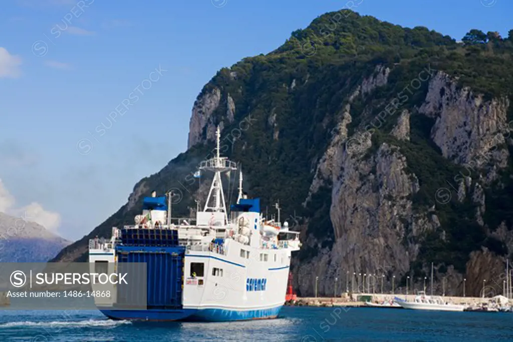 Ferry in Marina Grande, Capri Island, Bay of Naples, Italy, Europe